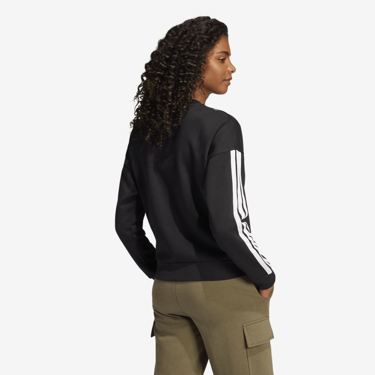 adidas Essentials 3-Stripes Fleece Sweatshirt Image 2 of 4. Tap to open photo gallery.