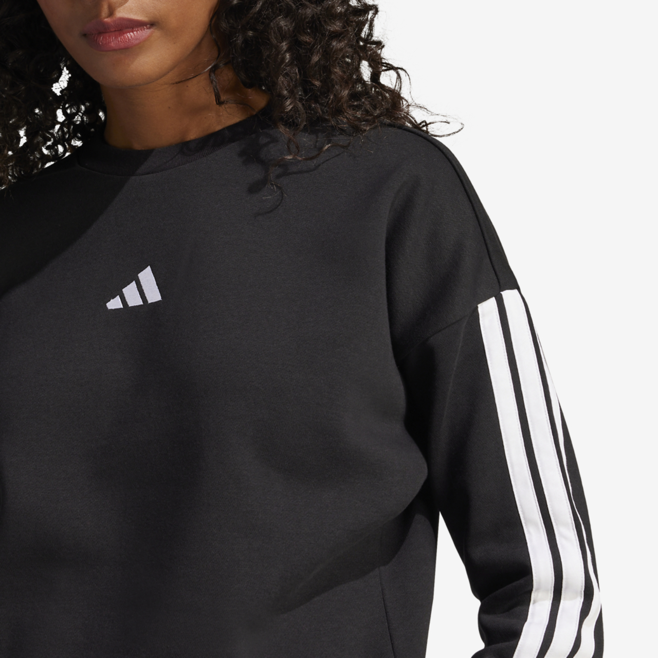 adidas Essentials 3-Stripes Fleece Sweatshirt Image 3 of 4. Tap to open photo gallery.