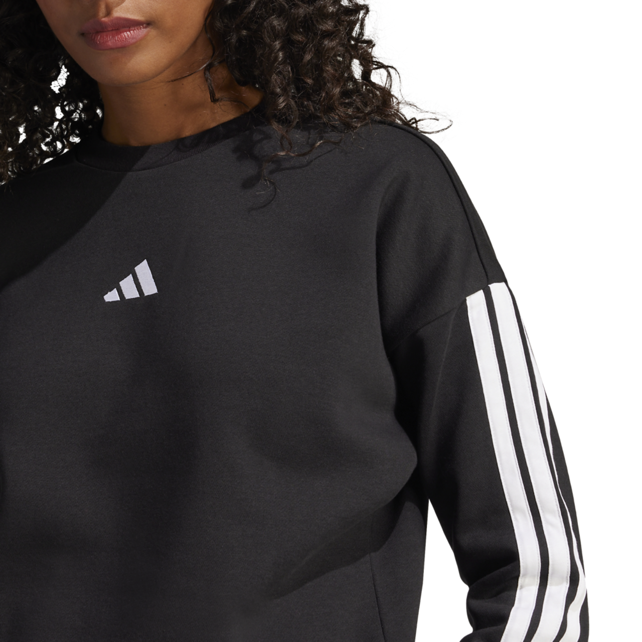 adidas Essentials 3-Stripes Fleece Sweatshirt Image 3 of 4. Tap to open photo gallery.