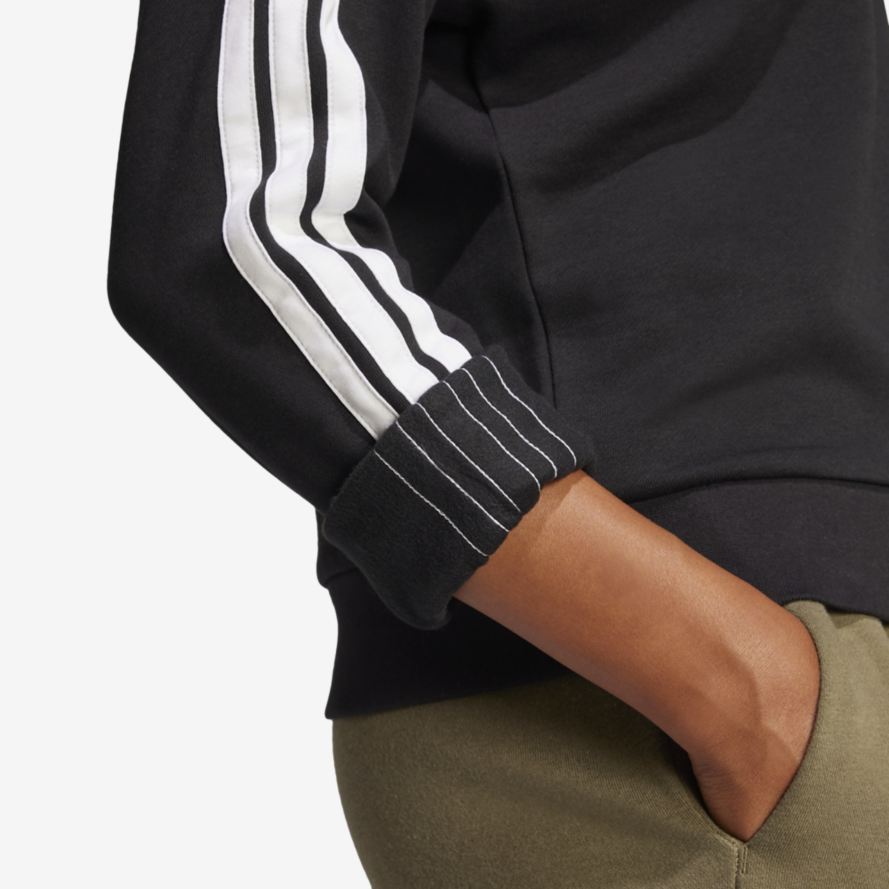 adidas Essentials 3-Stripes Fleece Sweatshirt Image 4 of 4. Tap to open photo gallery.