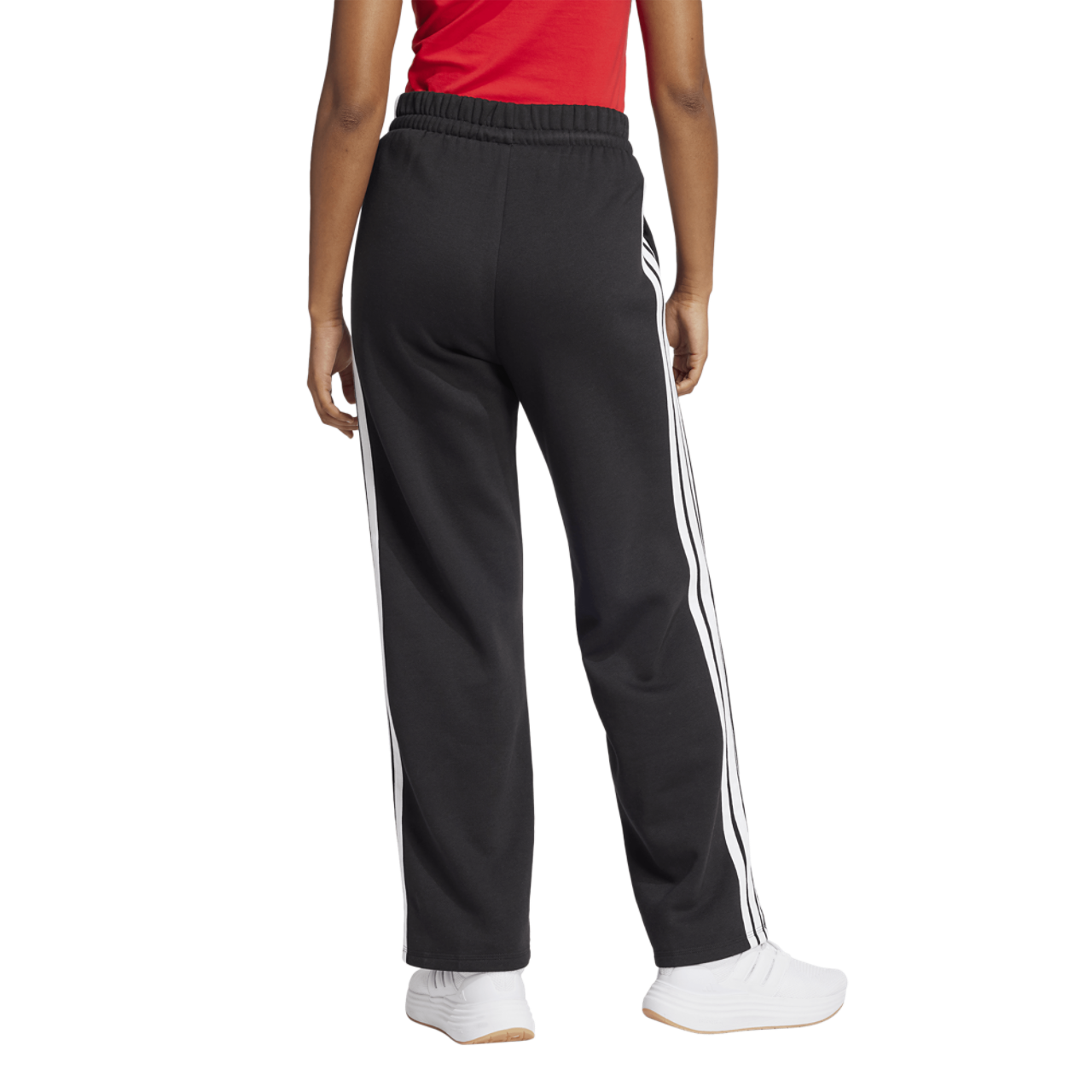 adidas Essentials 3-Stripes Open Hem Fleece Pants Image 2 of 6. Tap to open photo gallery.