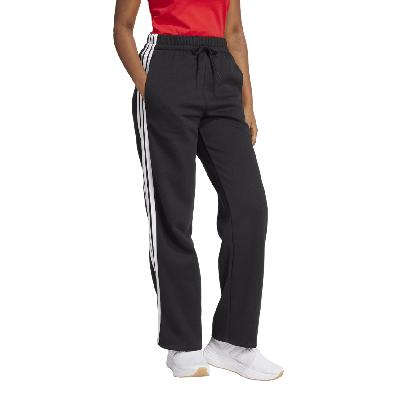 adidas Essentials 3-Stripes Open Hem Fleece Pants Image 5 of 6. Tap to open photo gallery.