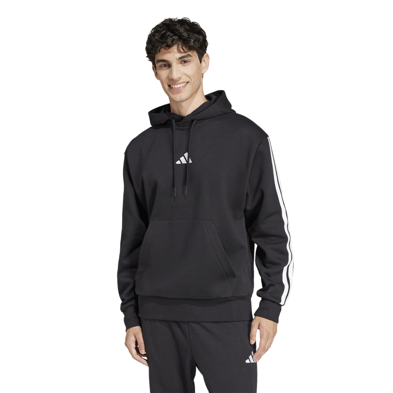 adidas Essentials 3-Stripes Fleece Hoodie Image 1 of 6. Tap to open photo gallery.