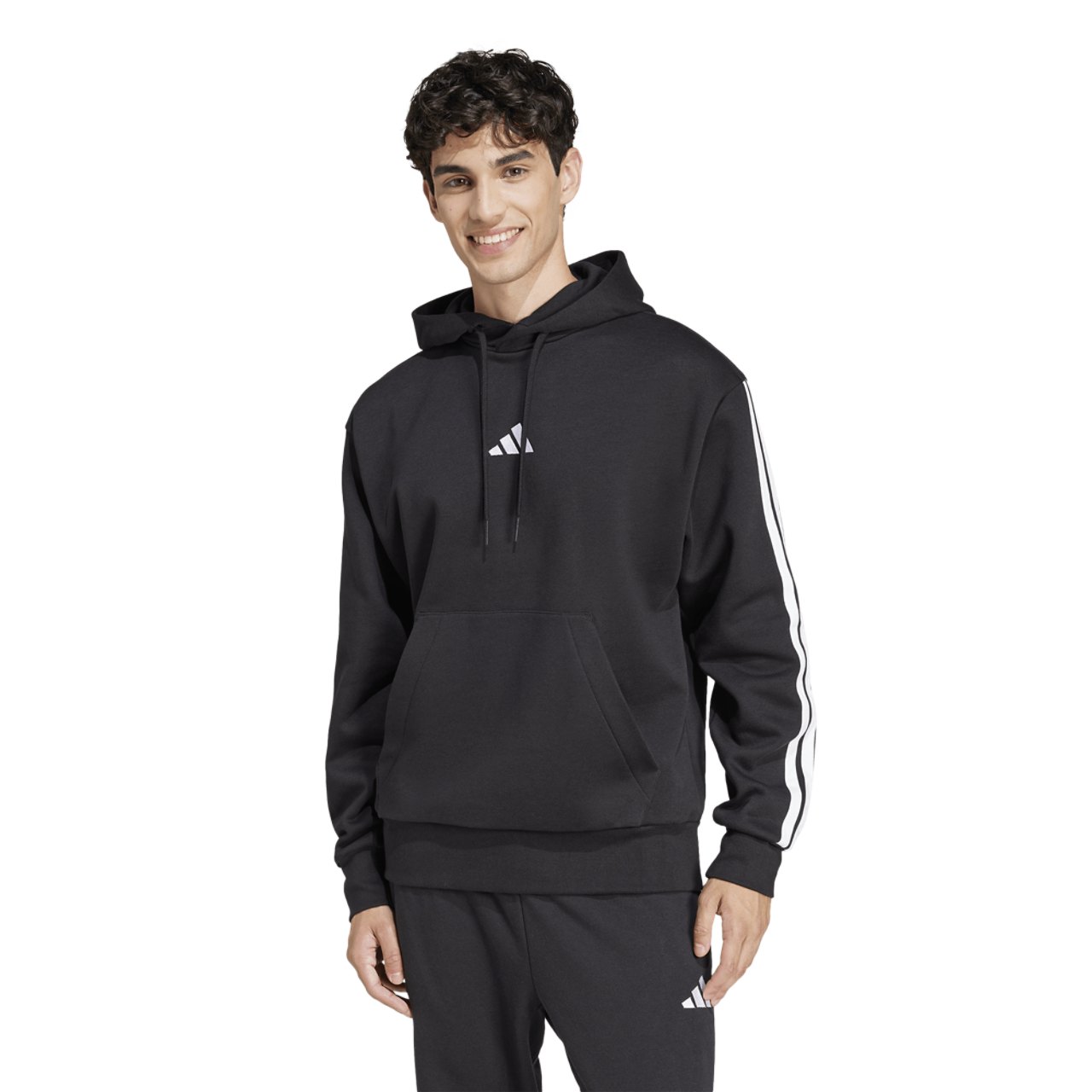 adidas Essentials 3-Stripes Fleece Hoodie Image 1 of 6. Tap to open photo gallery.