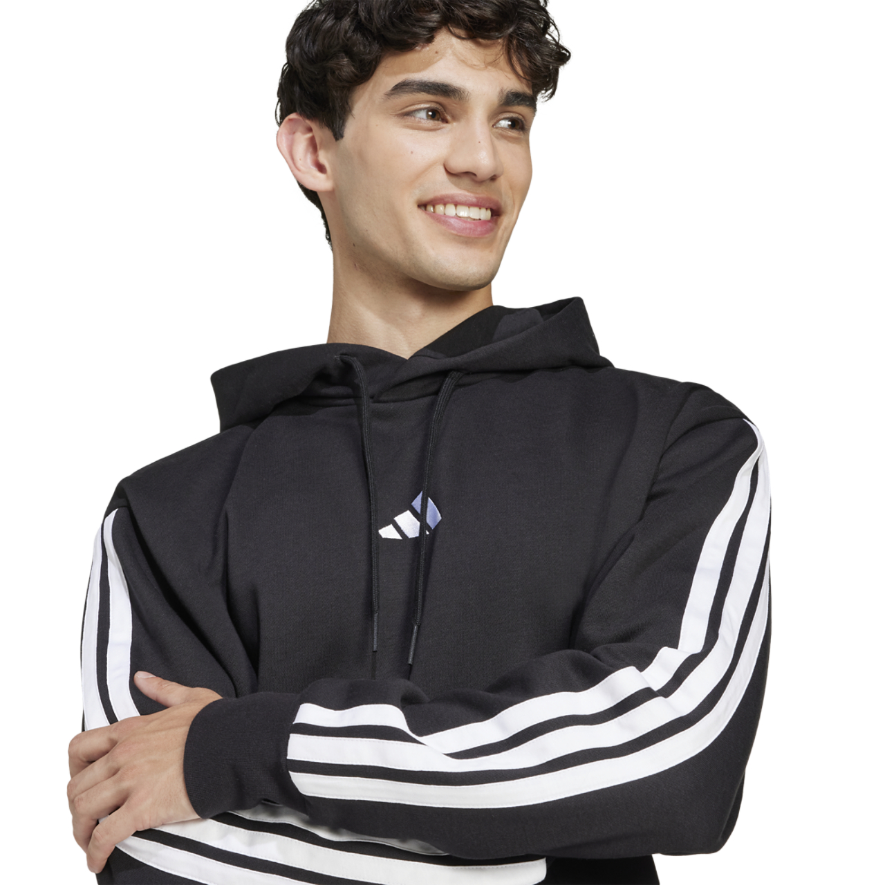 adidas Essentials 3-Stripes Fleece Hoodie Image 3 of 6. Tap to open photo gallery.