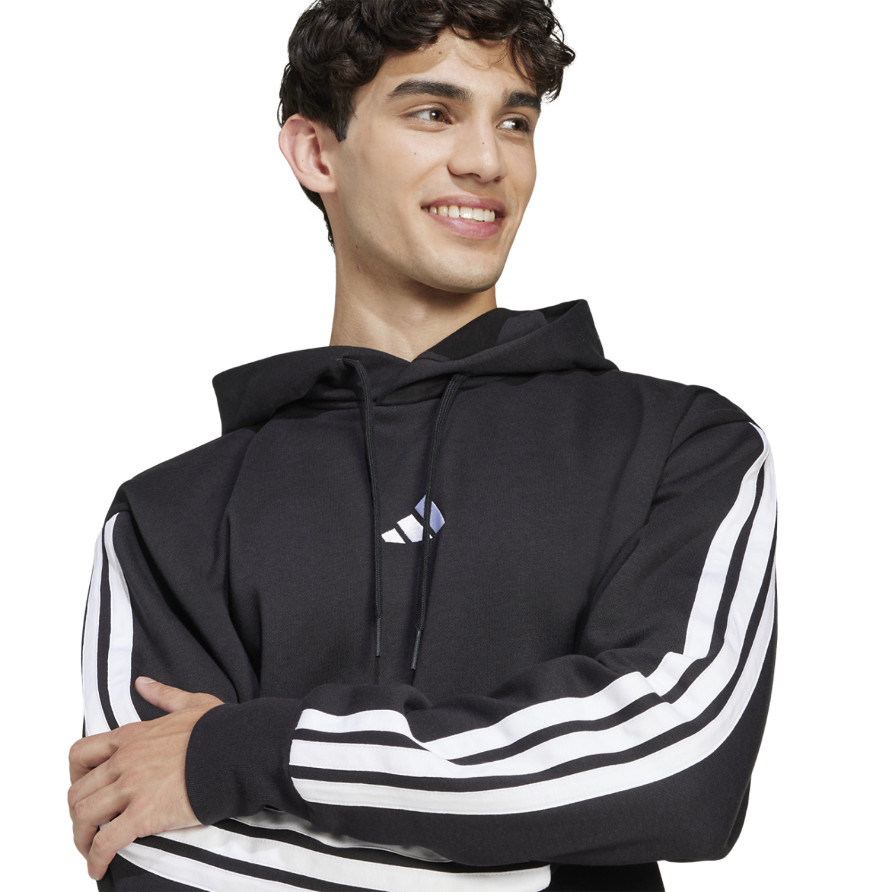 adidas Essentials 3-Stripes Fleece Hoodie Image 3 of 6. Tap to open photo gallery.