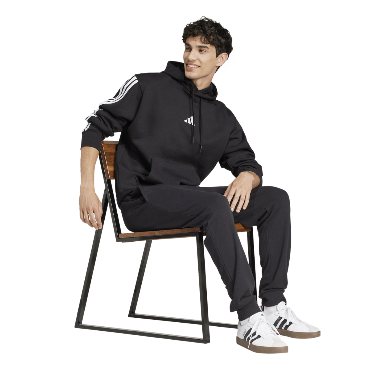 adidas Essentials 3-Stripes Fleece Hoodie Image 5 of 6. Tap to open photo gallery.