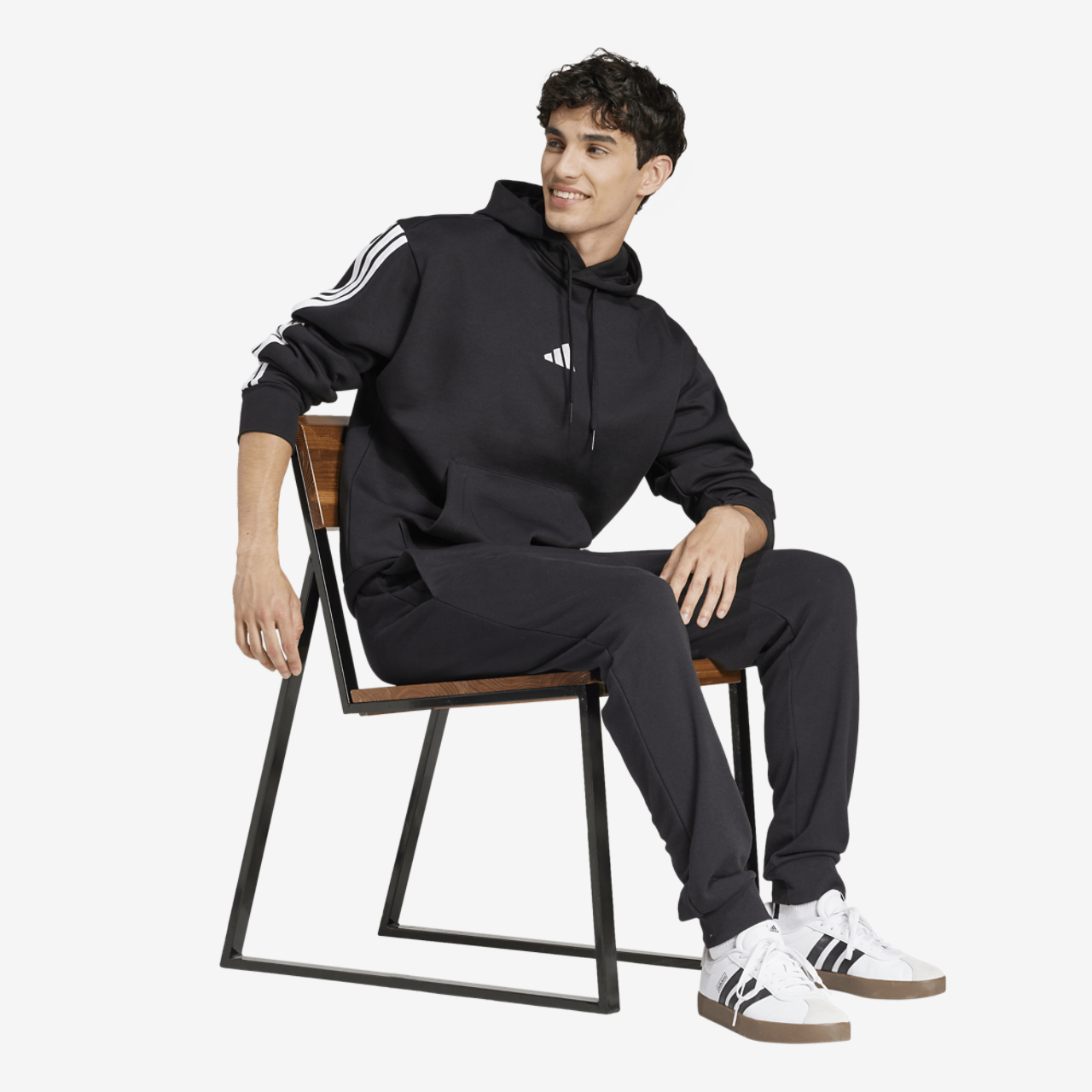adidas Essentials 3-Stripes Fleece Hoodie Image 5 of 6. Tap to open photo gallery.