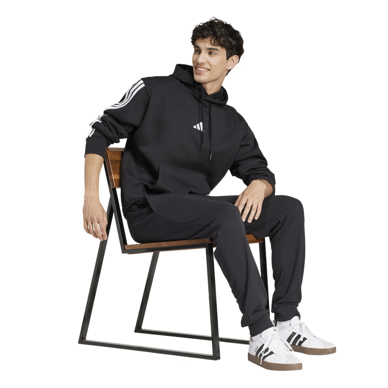 adidas Essentials 3-Stripes Fleece Hoodie Image 5 of 6. Tap to open photo gallery.