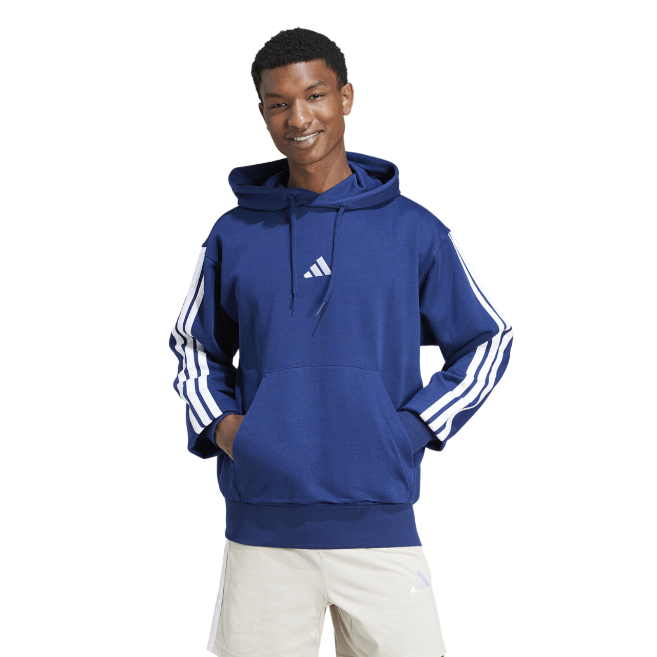 adidas Essentials 3-Stripes Fleece Hoodie Image 1 of 6. Tap to open photo gallery.