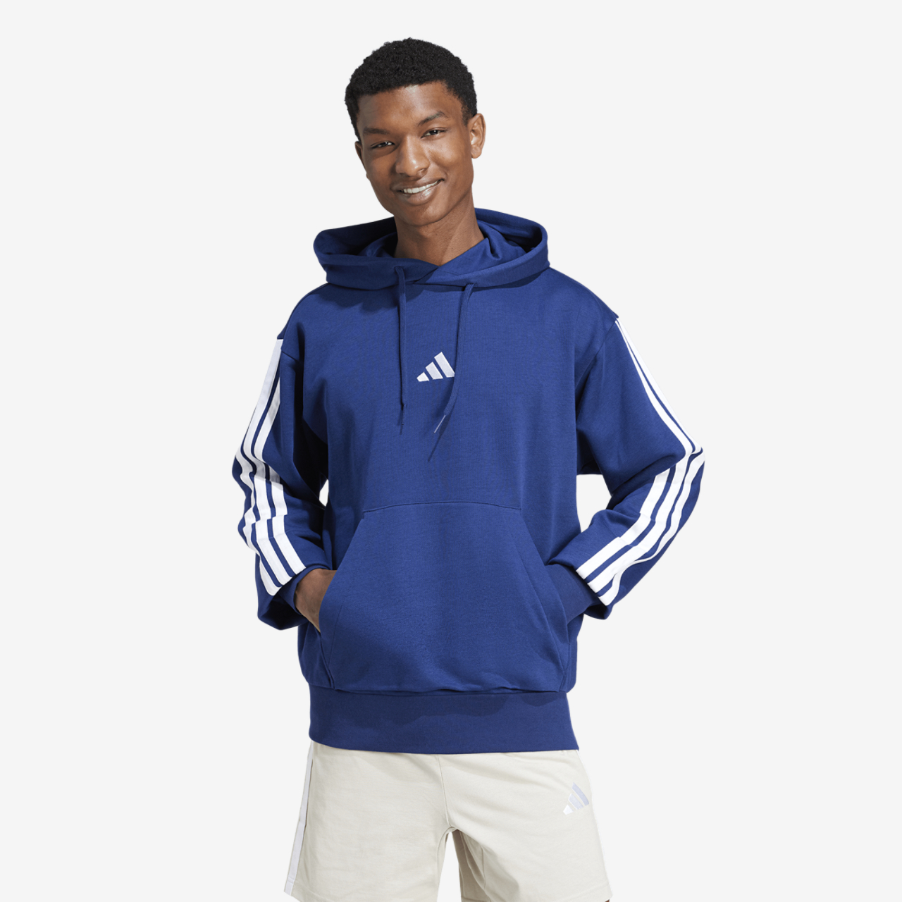 adidas Essentials 3-Stripes Fleece Hoodie Image 1 of 6. Tap to open photo gallery.