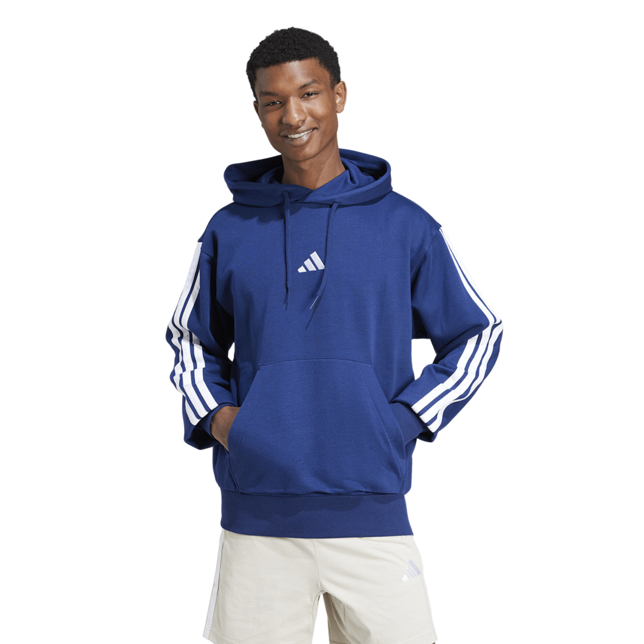 adidas Essentials 3-Stripes Fleece Hoodie Image 1 of 6. Tap to open photo gallery.