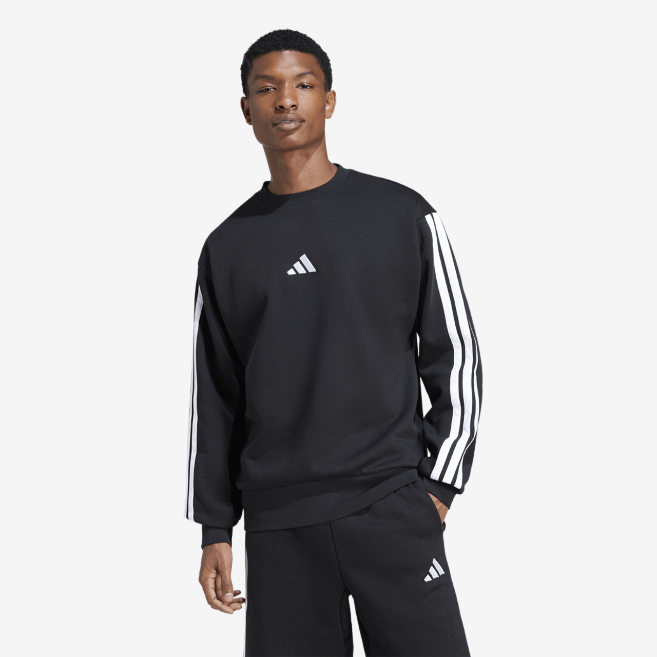 adidas Essentials 3-Stripes Fleece Sweatshirt Image 1 of 6. Tap to open photo gallery.