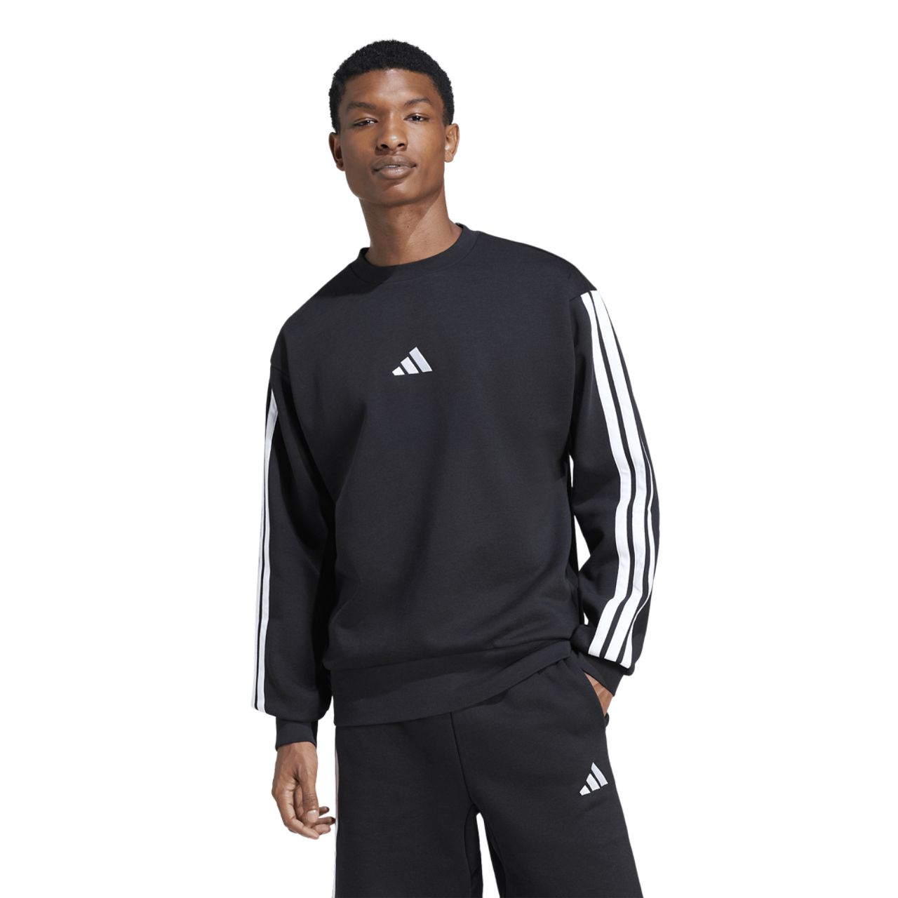 adidas Essentials 3-Stripes Fleece Sweatshirt Image 1 of 6. Tap to open photo gallery.