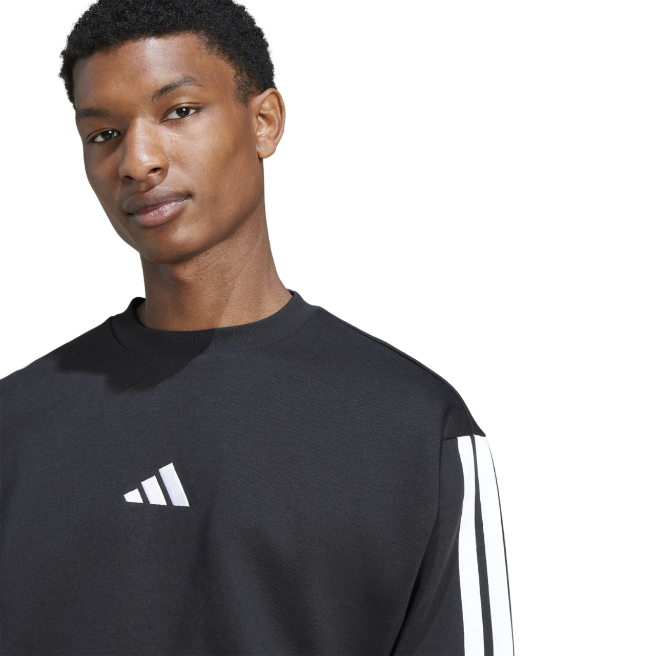 adidas Essentials 3-Stripes Fleece Sweatshirt Image 3 of 6. Tap to open photo gallery.