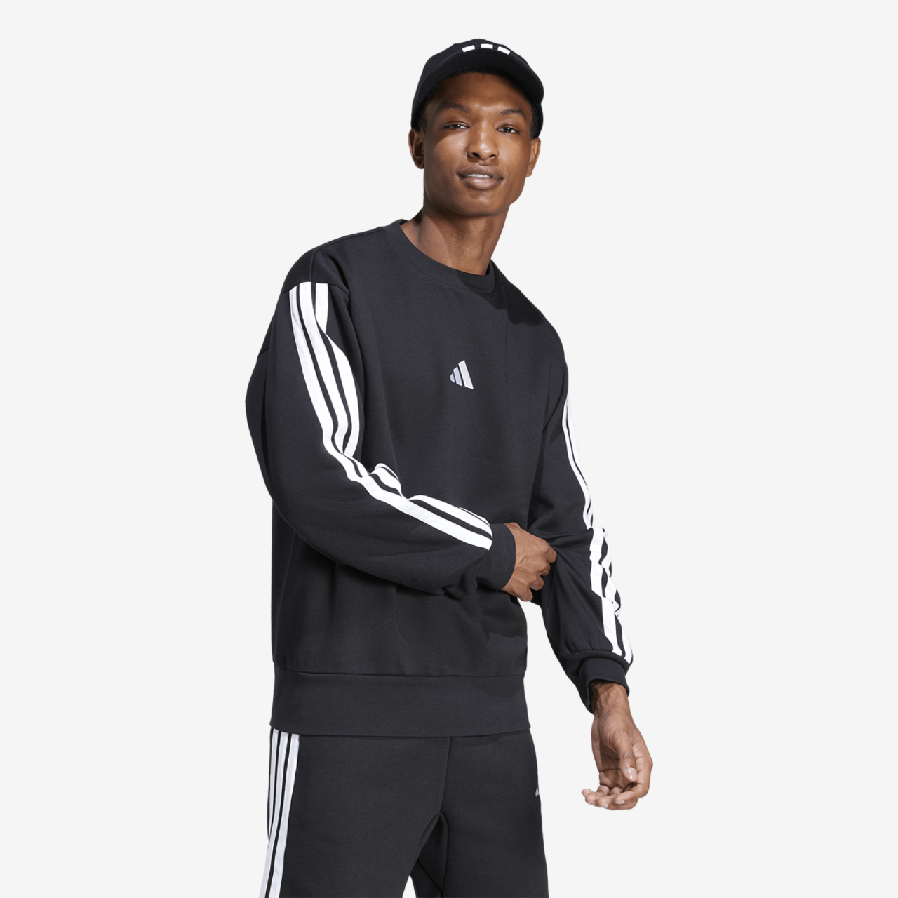adidas Essentials 3-Stripes Fleece Sweatshirt Image 5 of 6. Tap to open photo gallery.