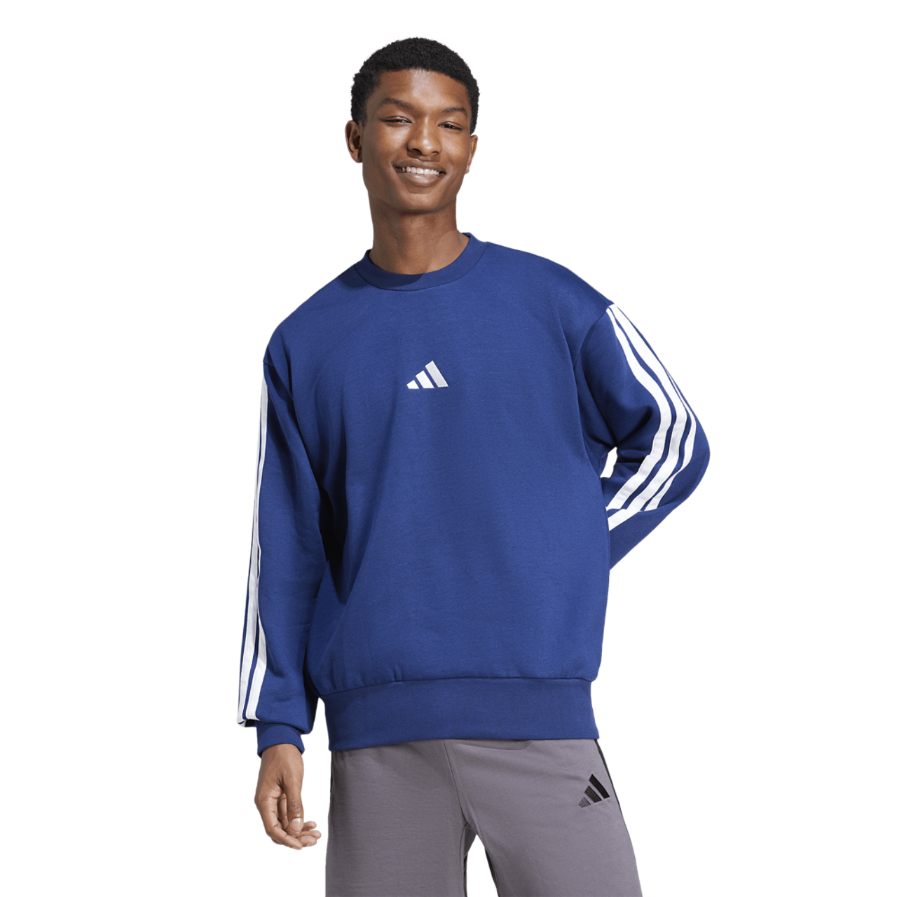 adidas Essentials 3-Stripes Fleece Sweatshirt Image 1 of 6. Tap to open photo gallery.