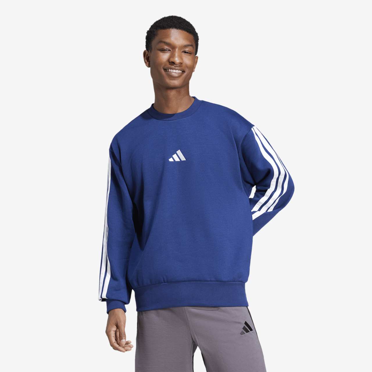 adidas Essentials 3-Stripes Fleece Sweatshirt Image 1 of 6. Tap to open photo gallery.