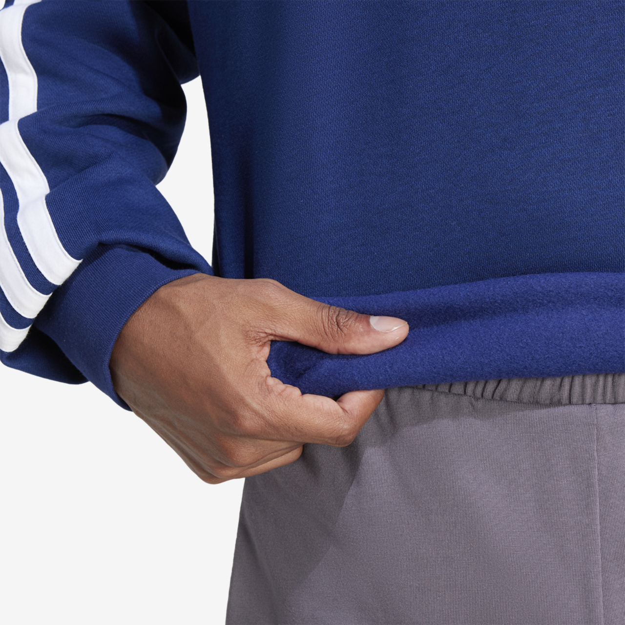 adidas Essentials 3-Stripes Fleece Sweatshirt Image 3 of 6. Tap to open photo gallery.