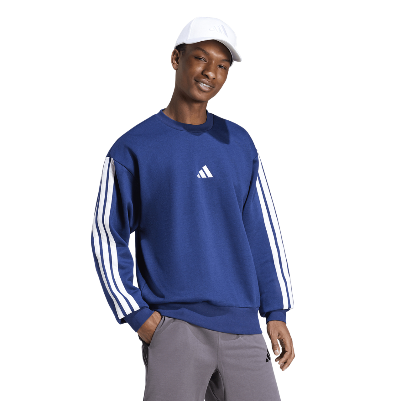adidas Essentials 3-Stripes Fleece Sweatshirt Image 5 of 6. Tap to open photo gallery.