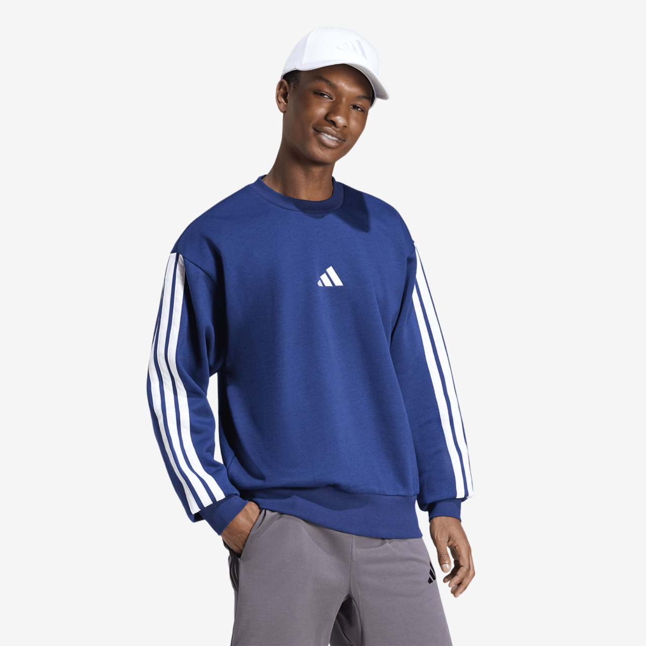 adidas Essentials 3-Stripes Fleece Sweatshirt Image 5 of 6. Tap to open photo gallery.