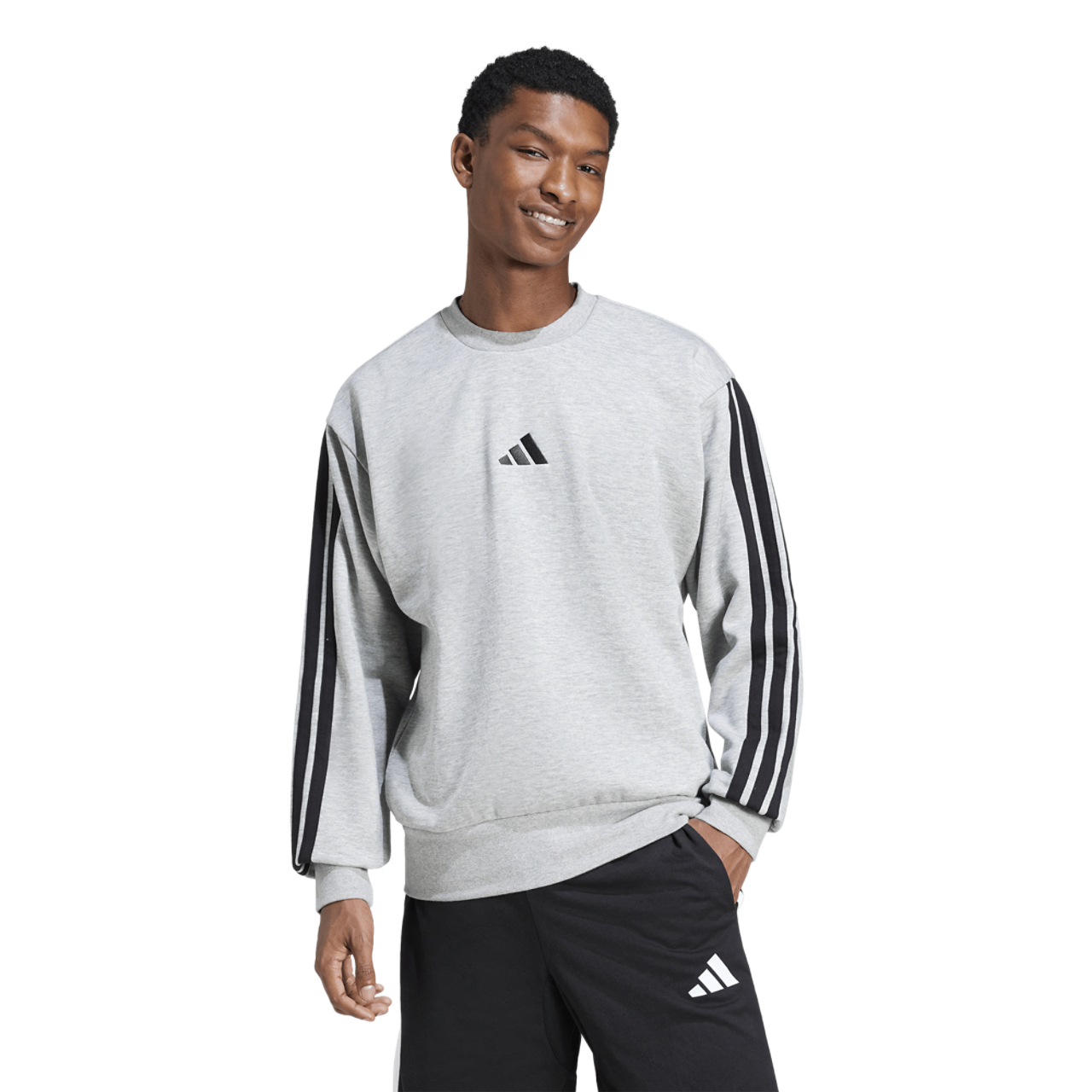adidas Essentials 3-Stripes Fleece Sweatshirt Image 1 of 6. Tap to open photo gallery.