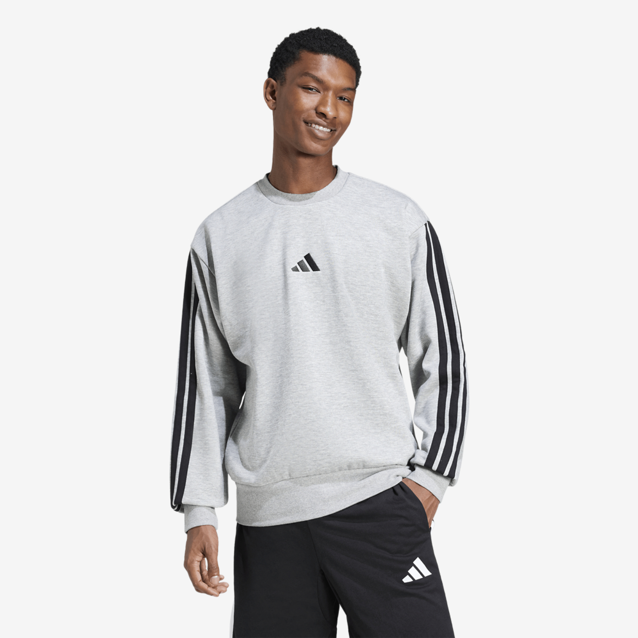 adidas Essentials 3-Stripes Fleece Sweatshirt Image 1 of 6. Tap to open photo gallery.