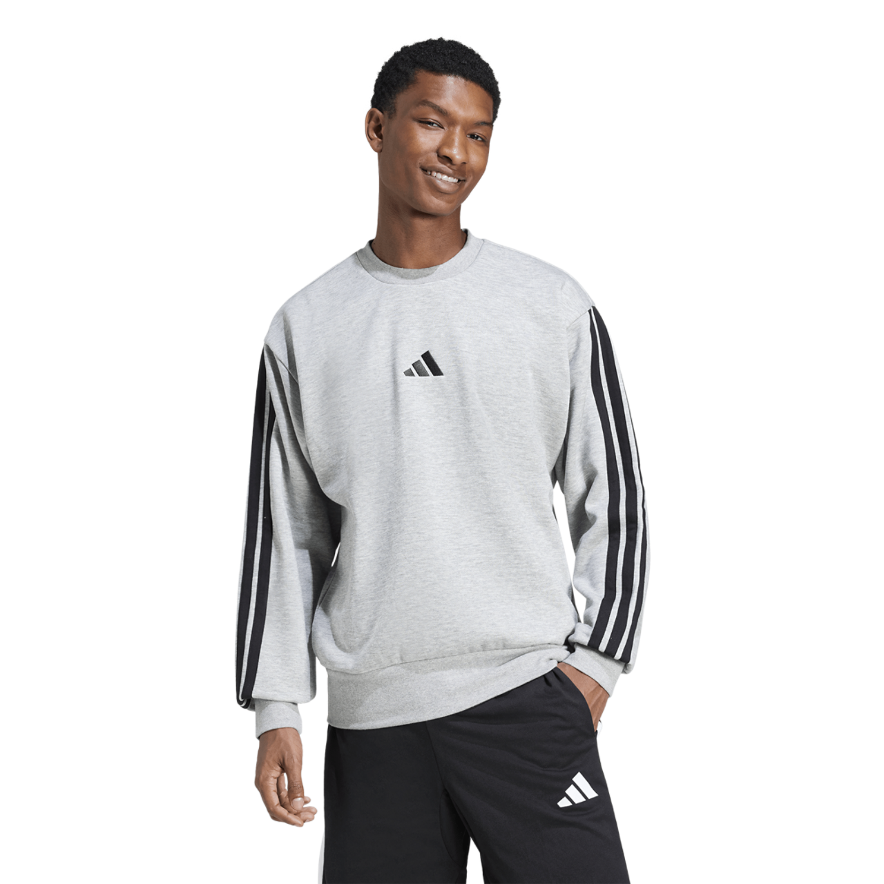 adidas Essentials 3-Stripes Fleece Sweatshirt Image 1 of 6. Tap to open photo gallery.
