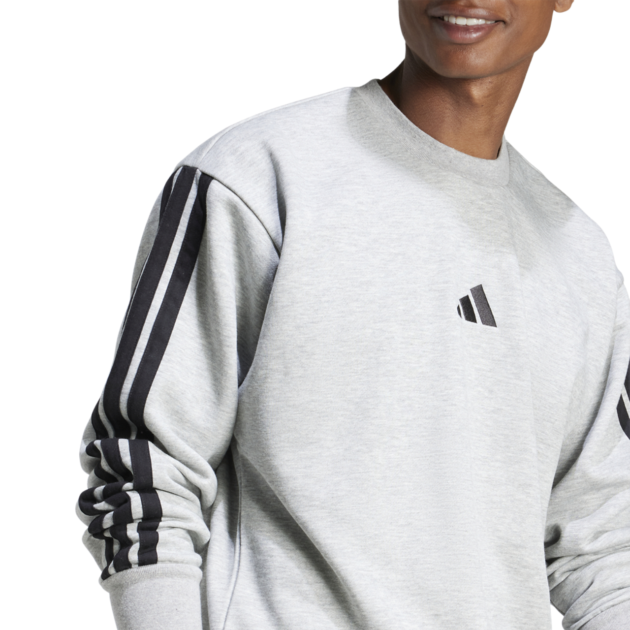adidas Essentials 3-Stripes Fleece Sweatshirt Image 3 of 6. Tap to open photo gallery.