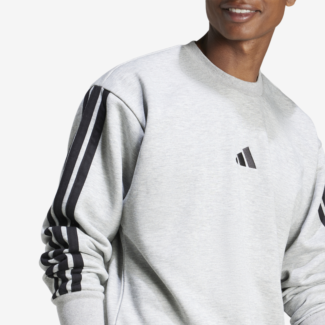 adidas Essentials 3-Stripes Fleece Sweatshirt Image 3 of 6. Tap to open photo gallery.
