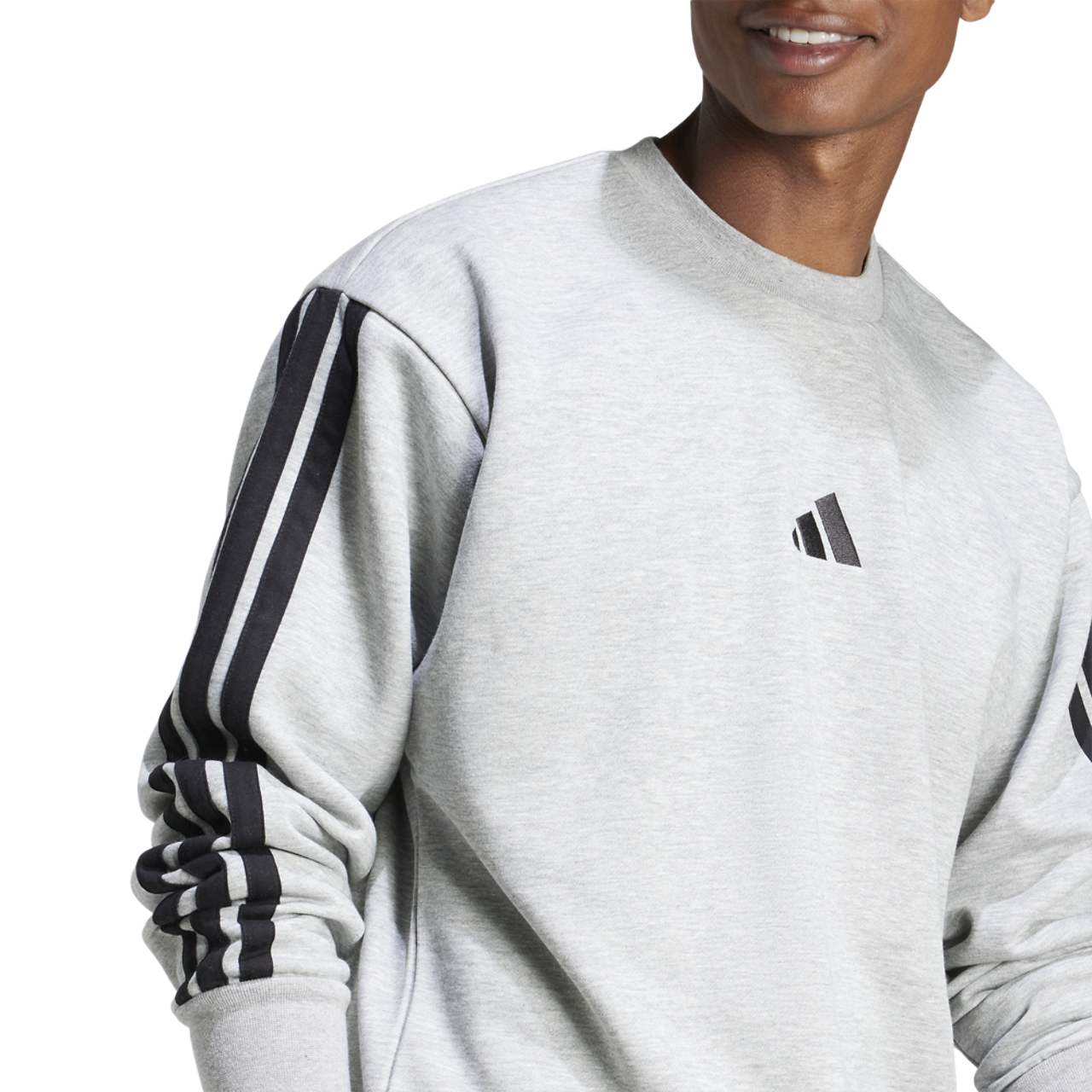 adidas Essentials 3-Stripes Fleece Sweatshirt Image 3 of 6. Tap to open photo gallery.