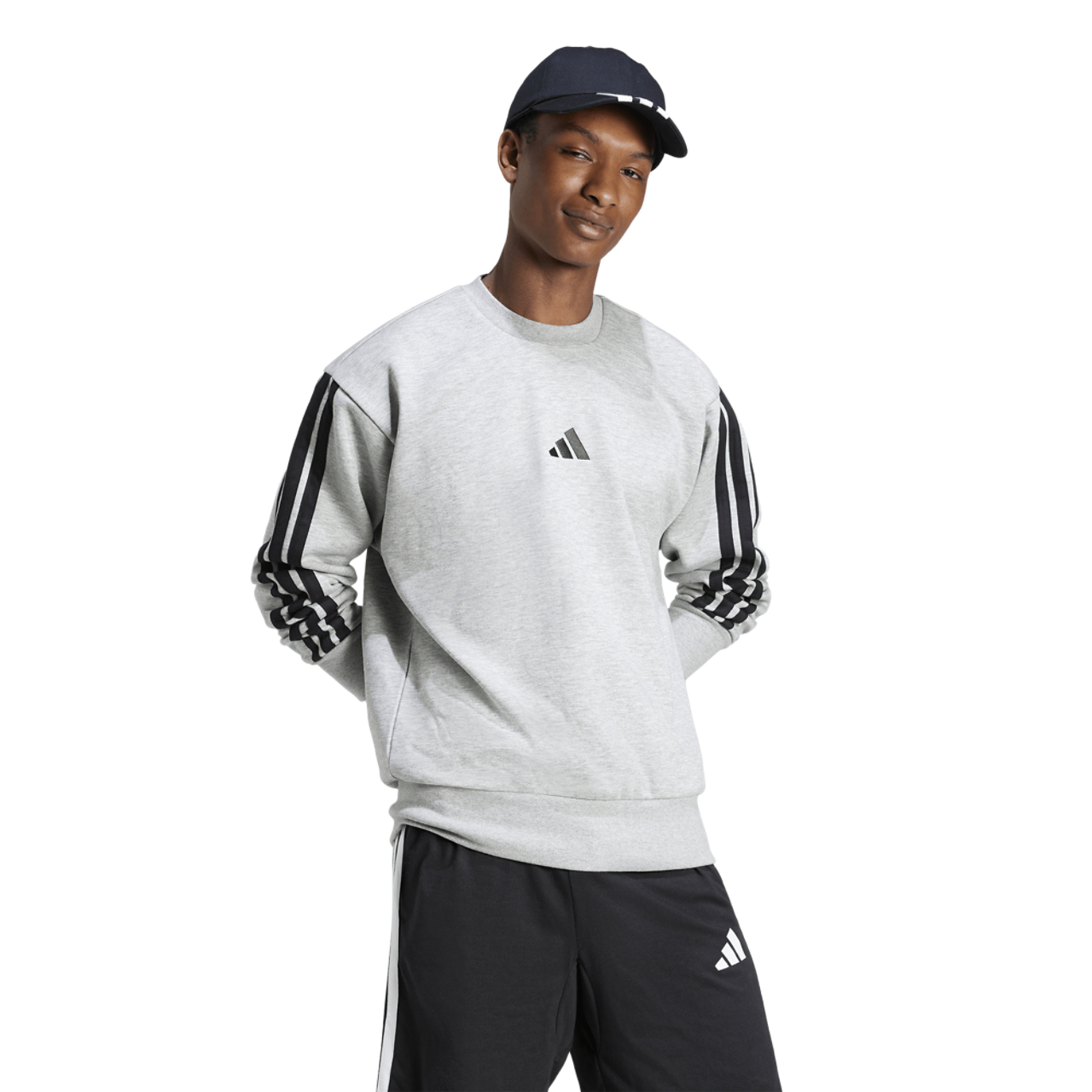 adidas Essentials 3-Stripes Fleece Sweatshirt Image 5 of 6. Tap to open photo gallery.