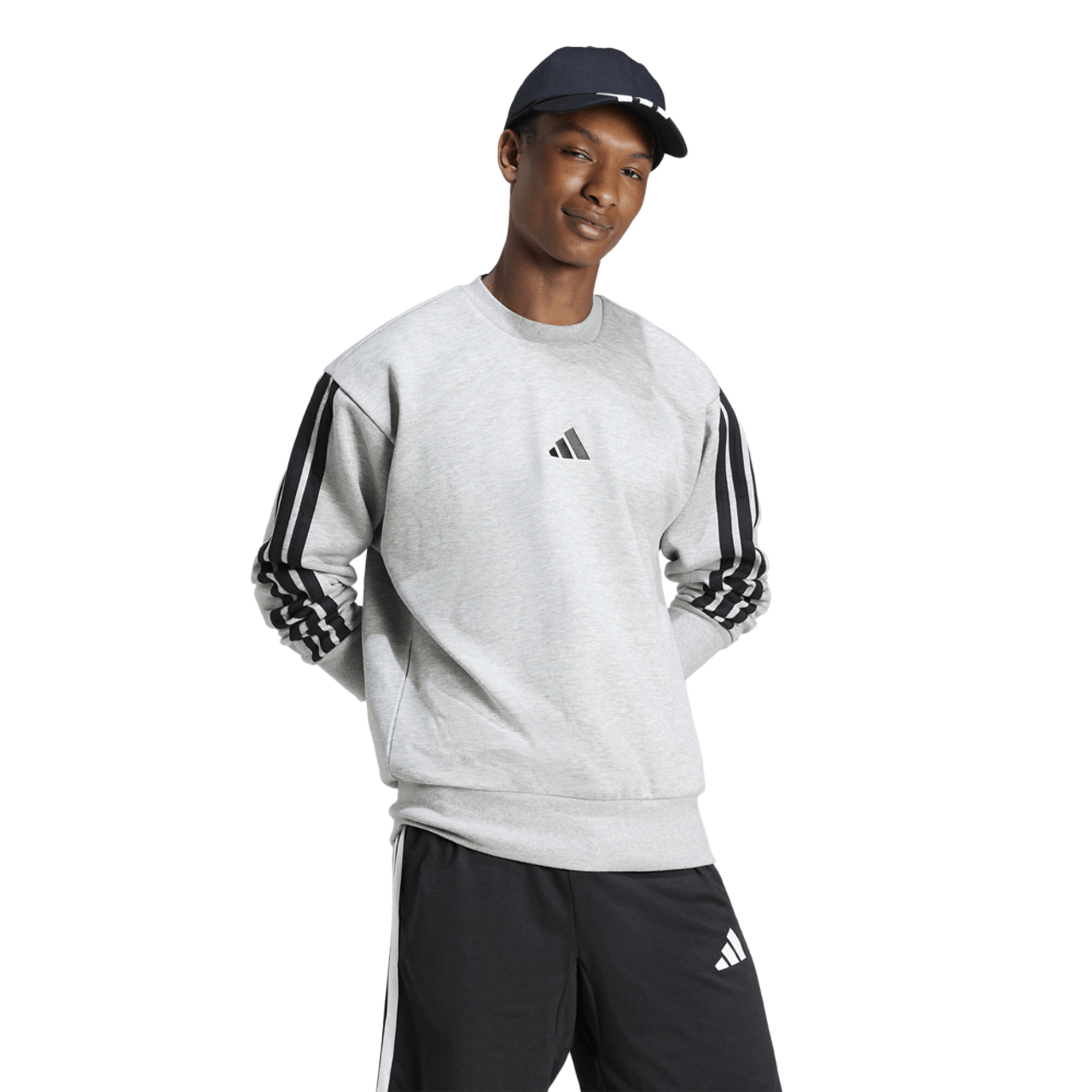 adidas Essentials 3-Stripes Fleece Sweatshirt Image 5 of 6. Tap to open photo gallery.