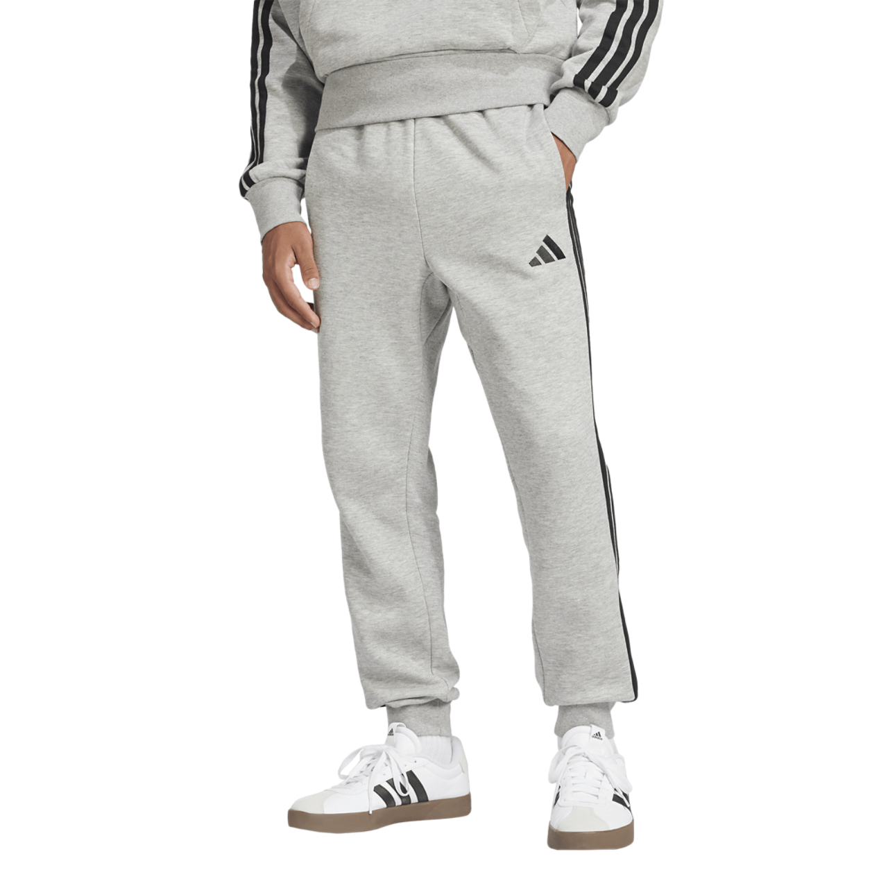 adidas Essentials 3-Stripes Fleece Joggers Image 1 of 6. Tap to open photo gallery.