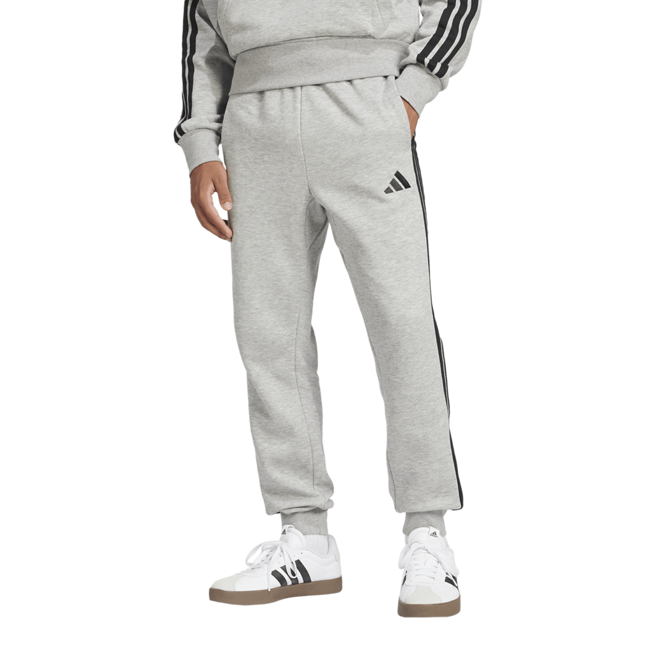 adidas Essentials 3-Stripes Fleece Joggers Image 1 of 6. Tap to open photo gallery.