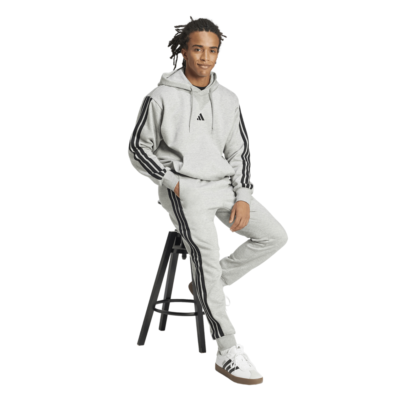 adidas Essentials 3-Stripes Fleece Joggers Image 5 of 6. Tap to open photo gallery.