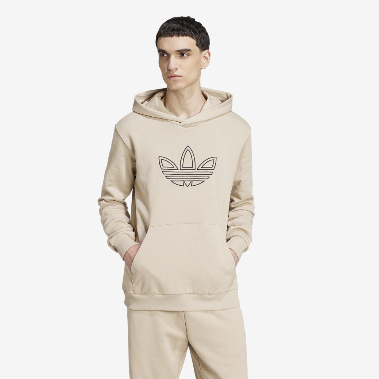 adidas Originals Outline Fleece Pullover Hoodie Image 1 of 5. Tap to open photo gallery.