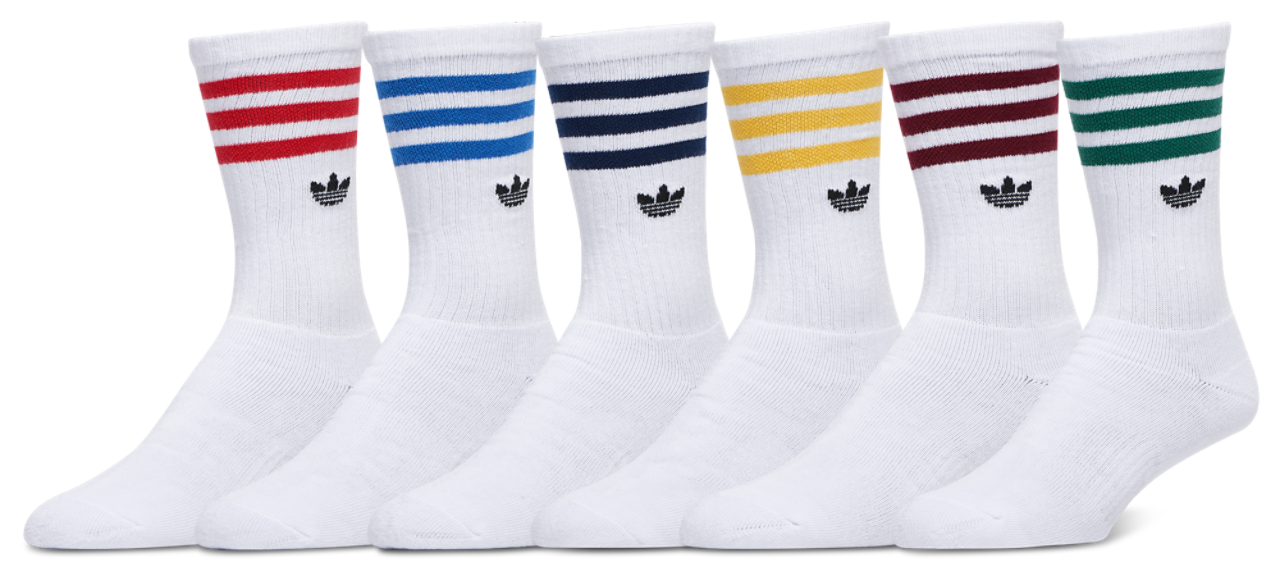 adidas Originals Trefoil Roller Crew Socks 6 Pack Image 1 of 7. Tap to open photo gallery.