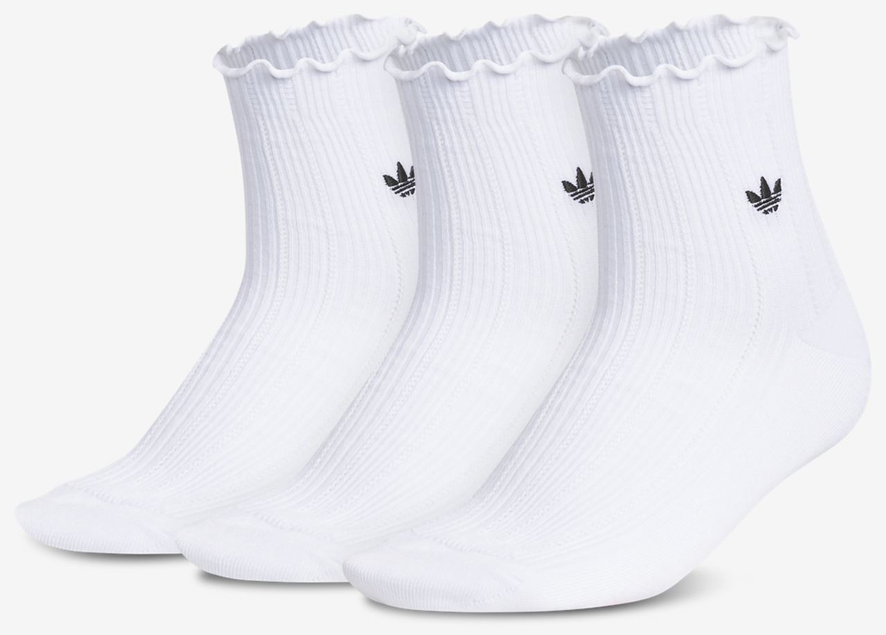 adidas Originals Ruffle Quarter Socks 3-Pack Image 1 of 10. Tap to open photo gallery.