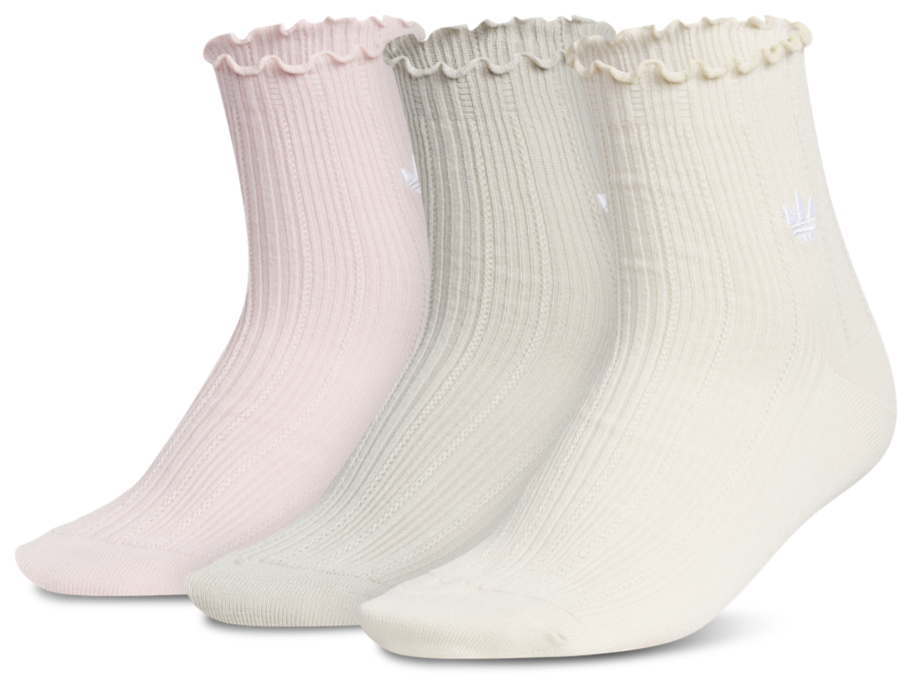 adidas Originals Ruffle Quarter Socks 3-Pack Image 1 of 10. Tap to open photo gallery.