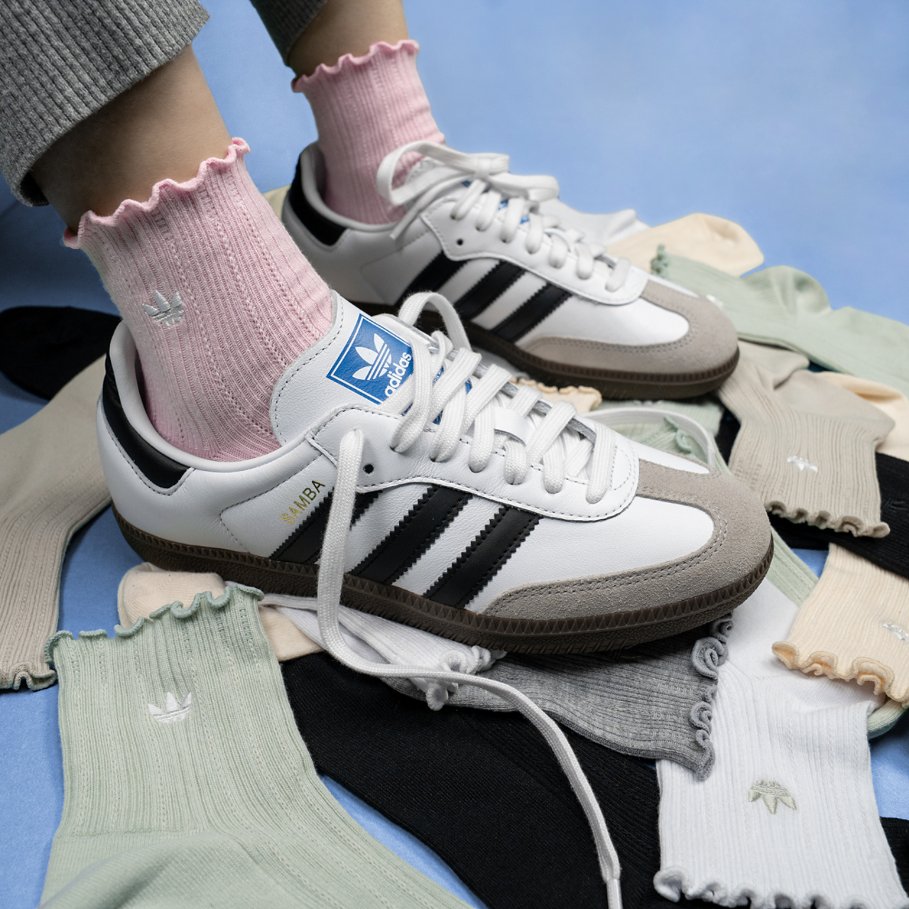 adidas Originals Ruffle Quarter Socks 3-Pack Image 5 of 10. Tap to open photo gallery.