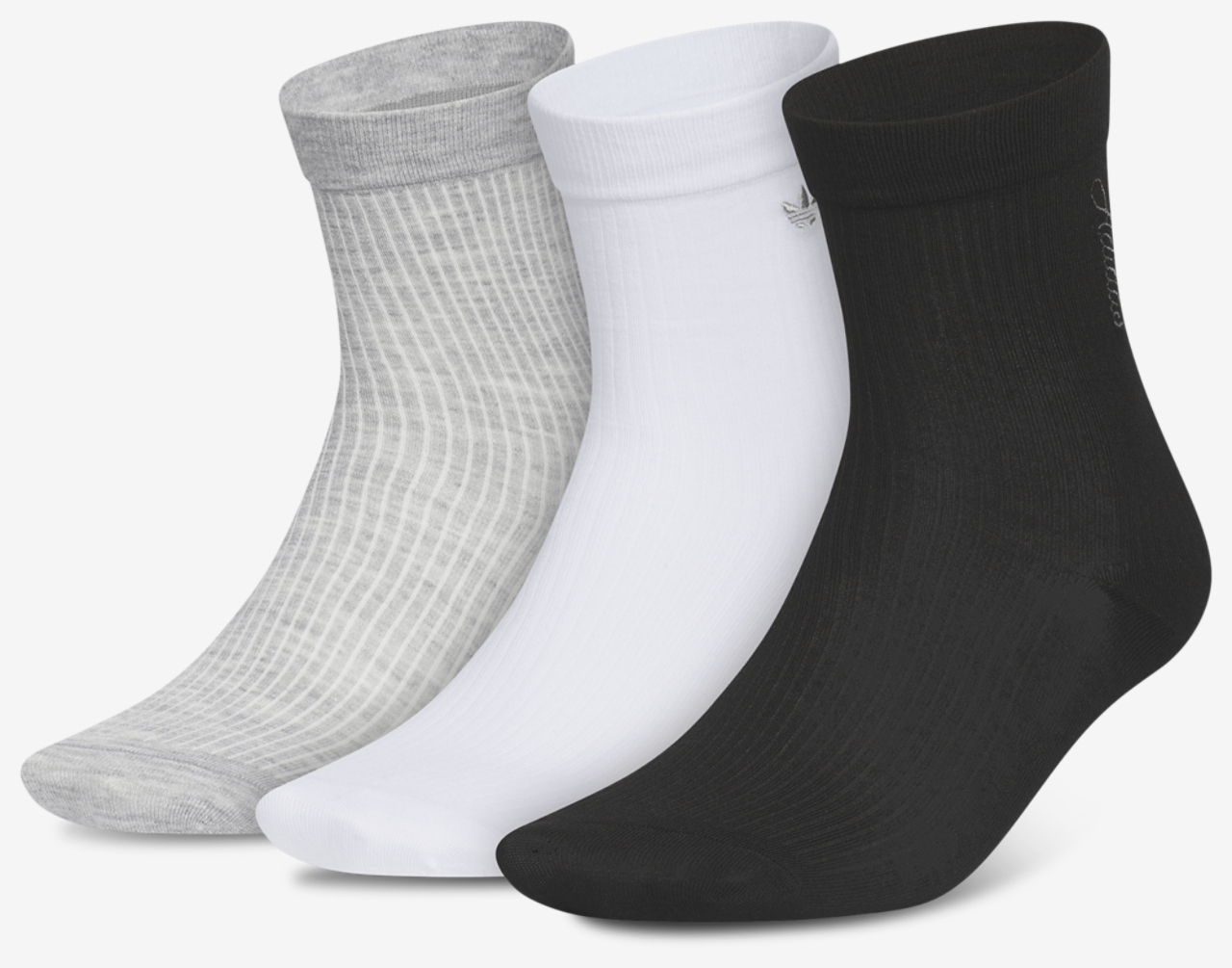 adidas Originals Embroidered Quarter Socks 3 Pack Image 1 of 4. Tap to open photo gallery.