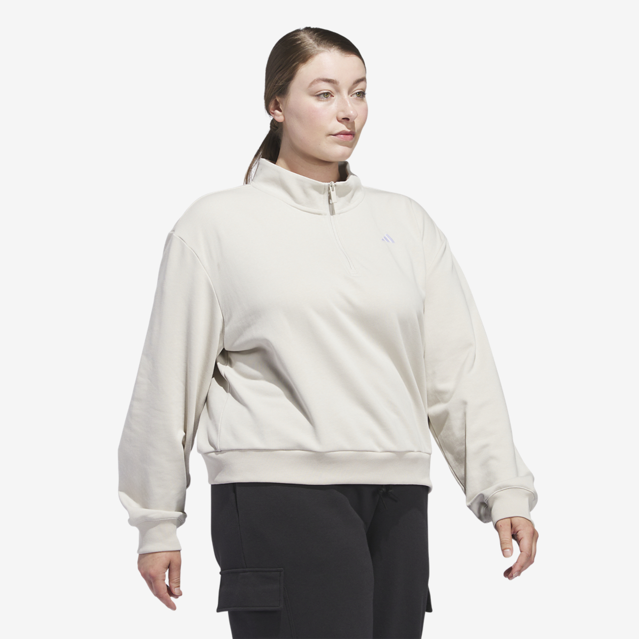 adidas Essentials Small Logo Qtr Zip Sweatshirt (PS) Image 5 of 6. Tap to open photo gallery.