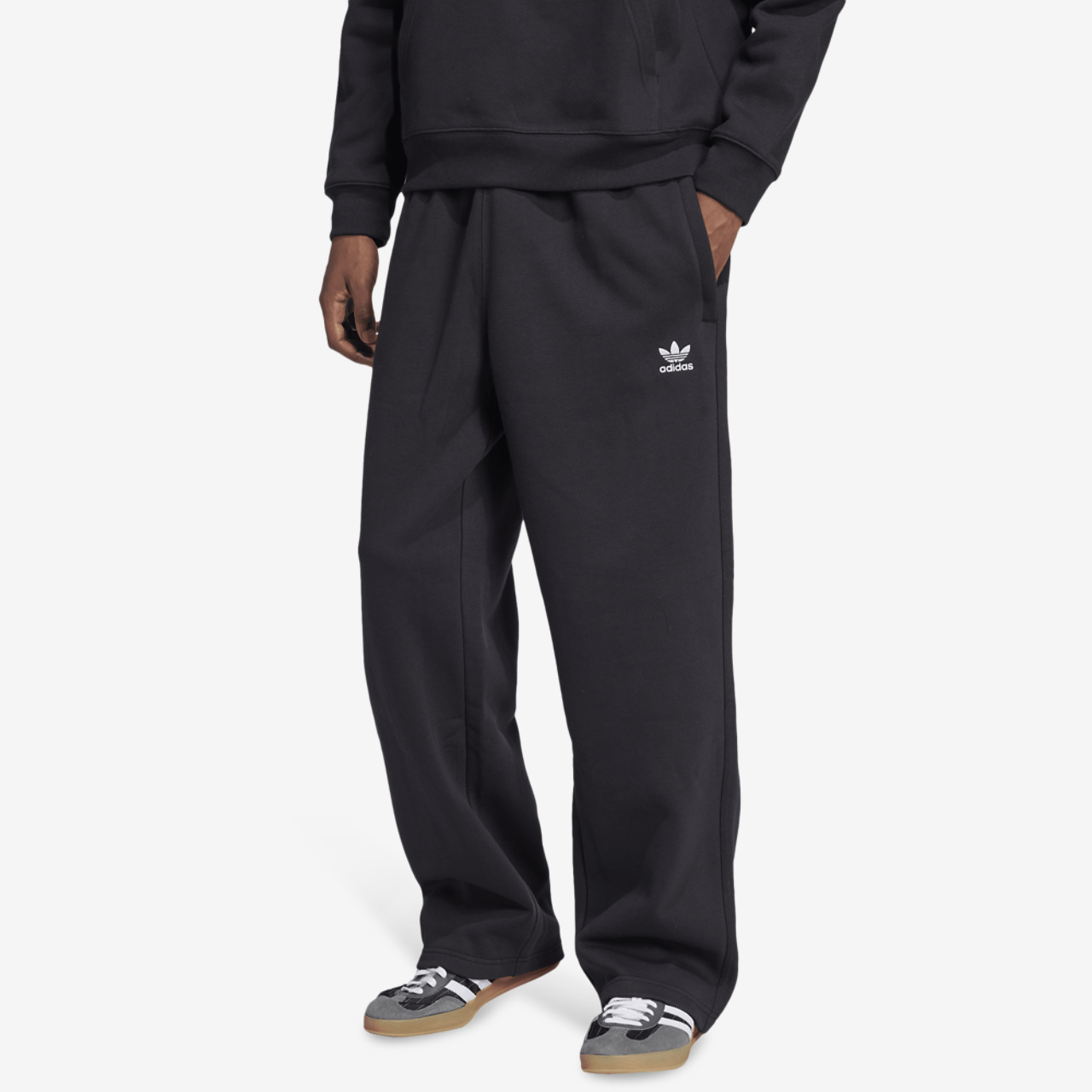 adidas Originals Trefoil Essentials Open Hem Pants Image 1 of 5. Tap to open photo gallery.