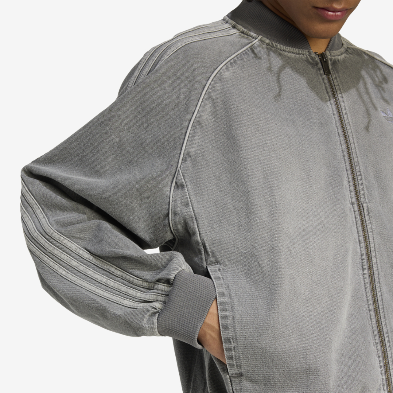adidas Originals SST Denim Oversize Track Top Image 4 of 6. Tap to open photo gallery.