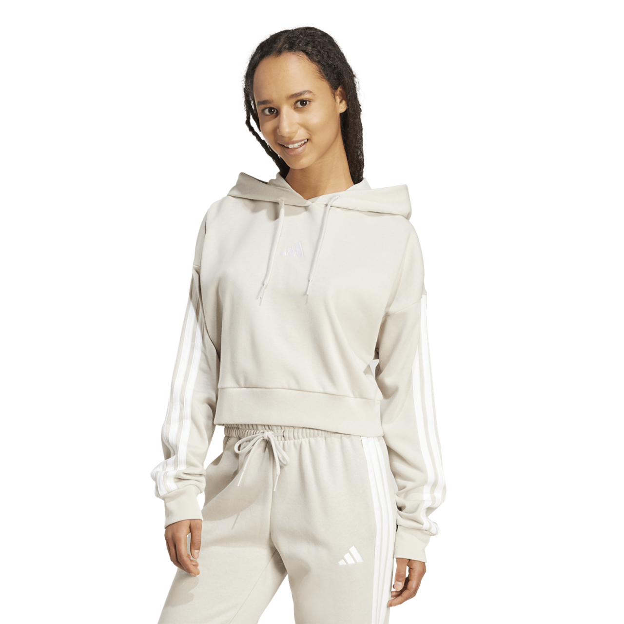 adidas Essentials 3-Stripes French Terry Cropped Hoodie - Women's