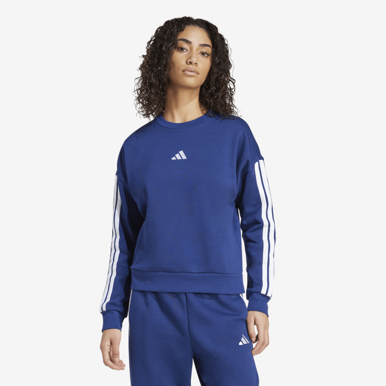 adidas Essentials 3-Stripes Fleece Sweatshirt Image 1 of 4. Tap to open photo gallery.