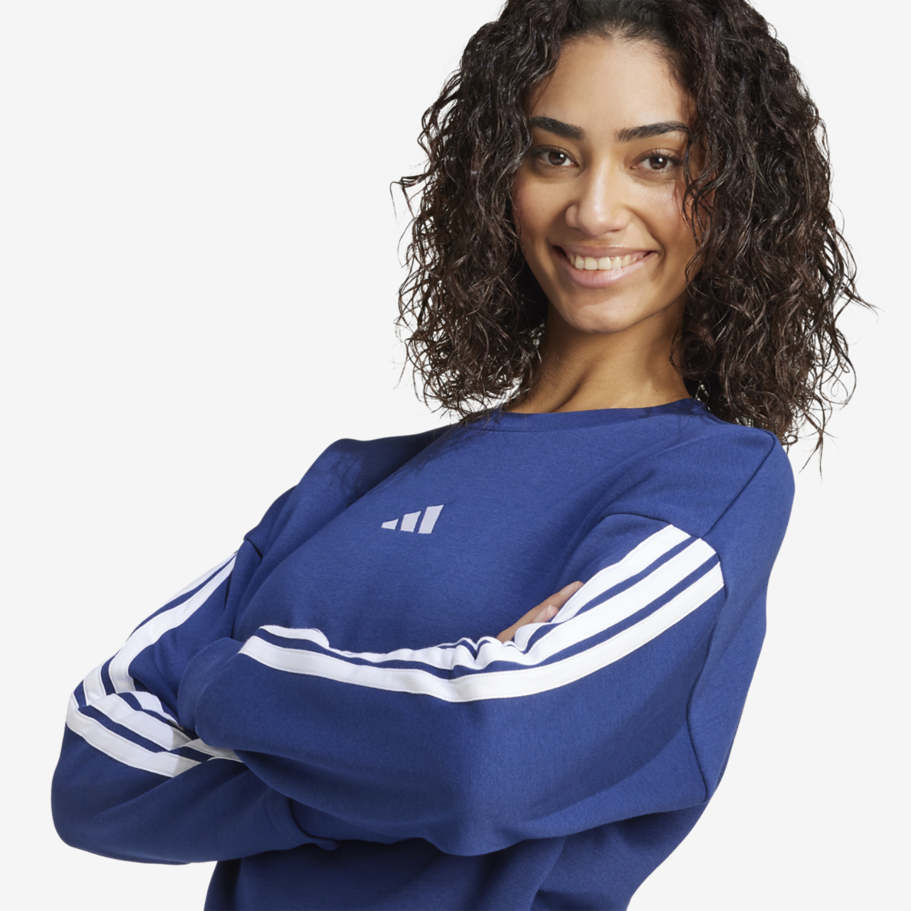 adidas Essentials 3-Stripes Fleece Sweatshirt Image 3 of 4. Tap to open photo gallery.