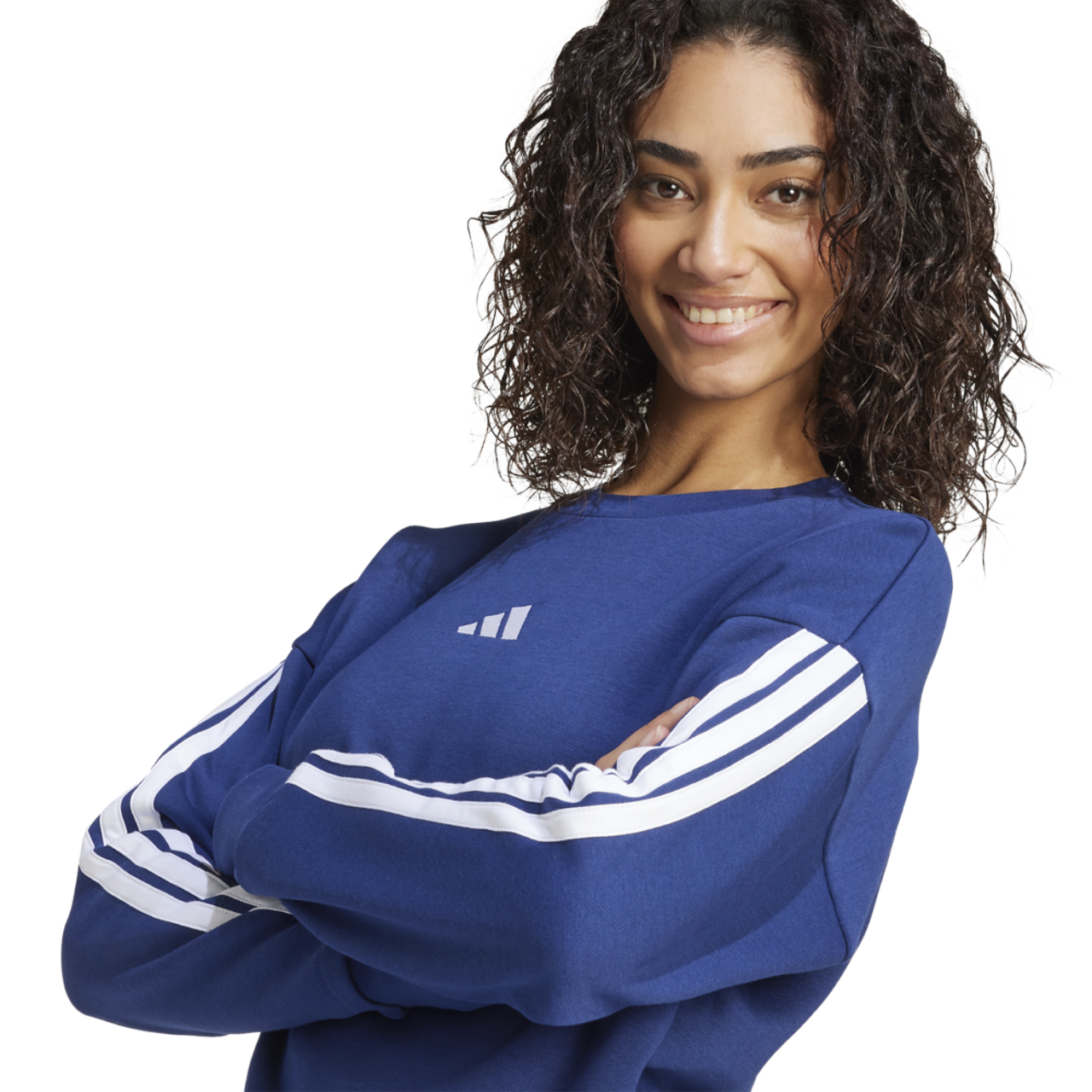 adidas Essentials 3-Stripes Fleece Sweatshirt Image 3 of 4. Tap to open photo gallery.
