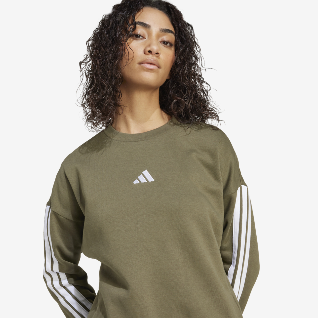 adidas Essentials 3-Stripes Fleece Sweatshirt Image 4 of 4. Tap to open photo gallery.